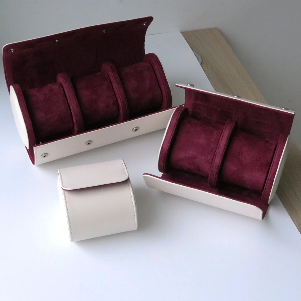 Leather travel watch roll for protecting timepieces on the go
