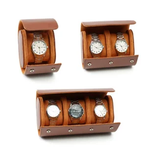 Luxury Leather 3-Slot Watch Travel Roll with Protective Interior for Collector's Timepieces