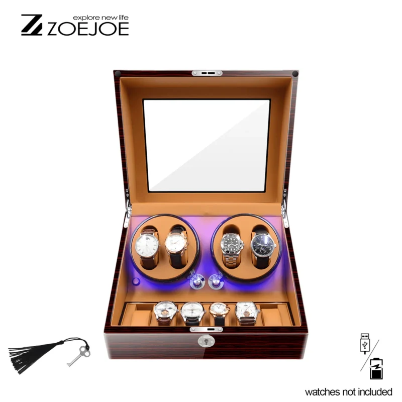 10-Slot Luxury Automatic Watch Winder Box with Silent Motor for Collection Display - Image 8