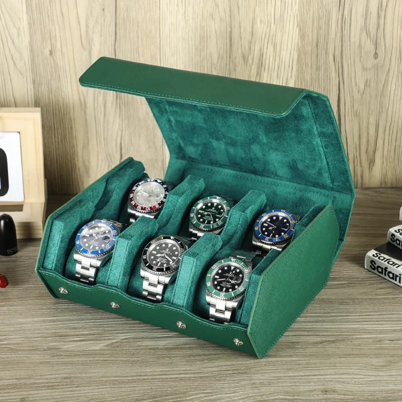 6-Slot Genuine Leather Watch Storage Box with Travel Protection for Luxury Timepieces - Image 7