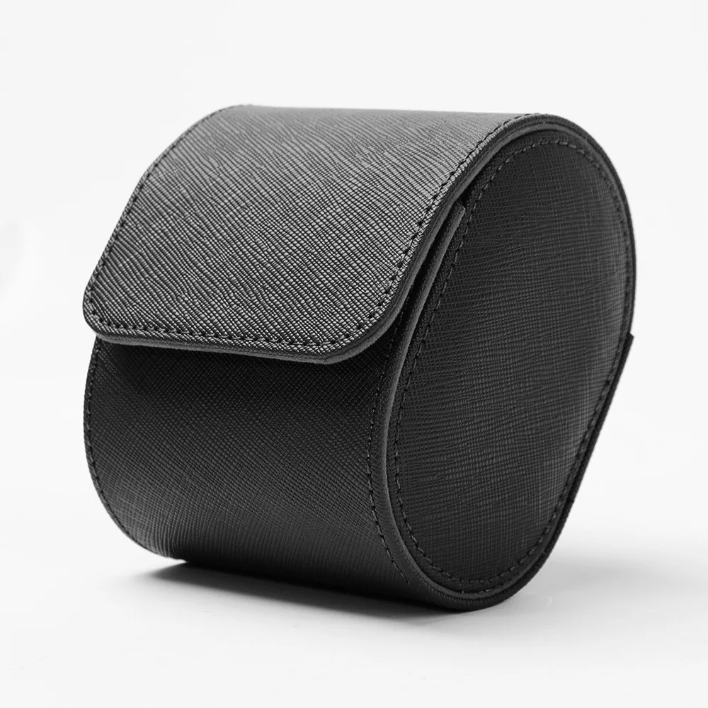 Elegant leather travel case designed for protecting luxury timepieces while traveling