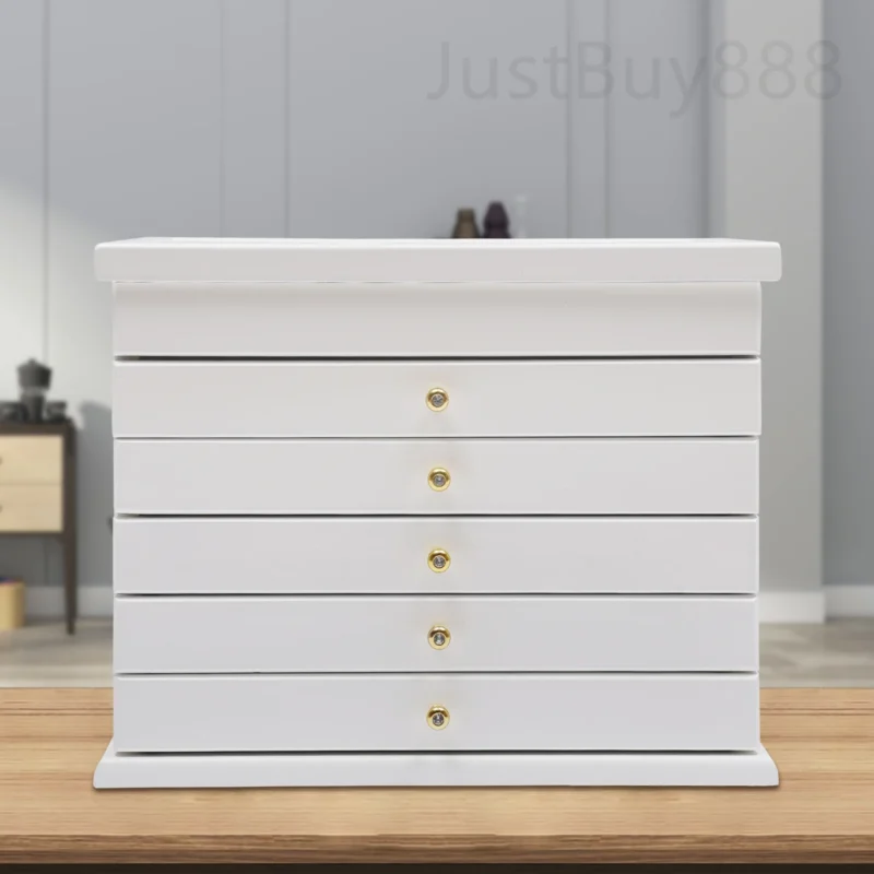 6-Layer Wooden Jewelry Box with Velvet Interior for Watches and Accessories - Image 4