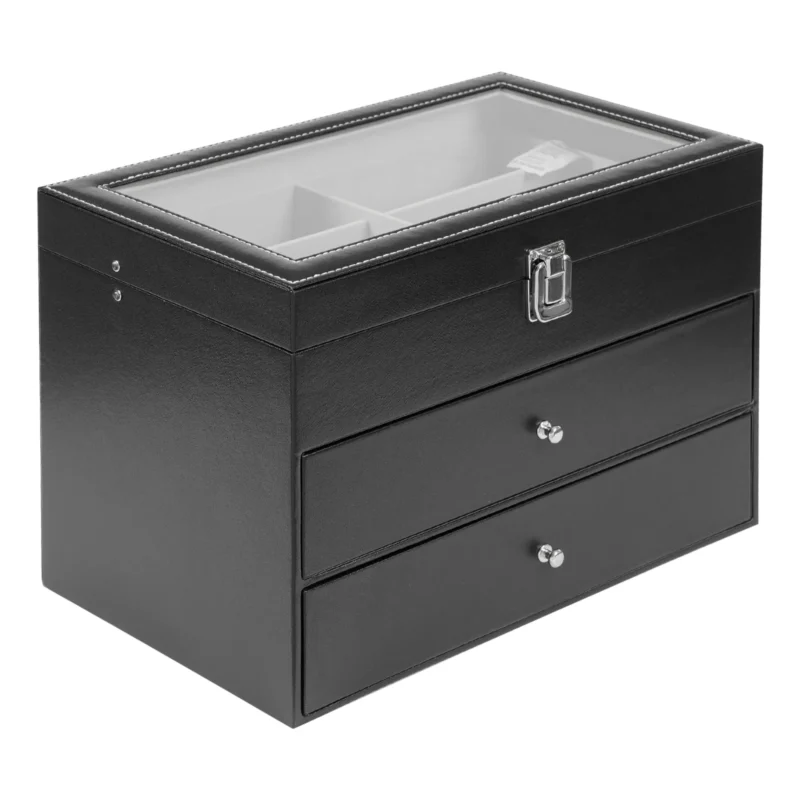 24-Slot Luxury Watch & Eyewear Display Case with 3-Tier Organization and Secure Lock - Image 3