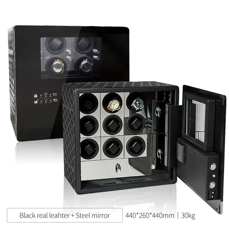 Steel 12-Position Automatic Watch Winder Safe with Explosion-Proof Glass Display - Image 5