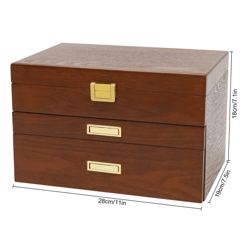 12-Slot Wooden Watch Display Storage Case with Protective Glass Top - Image 7