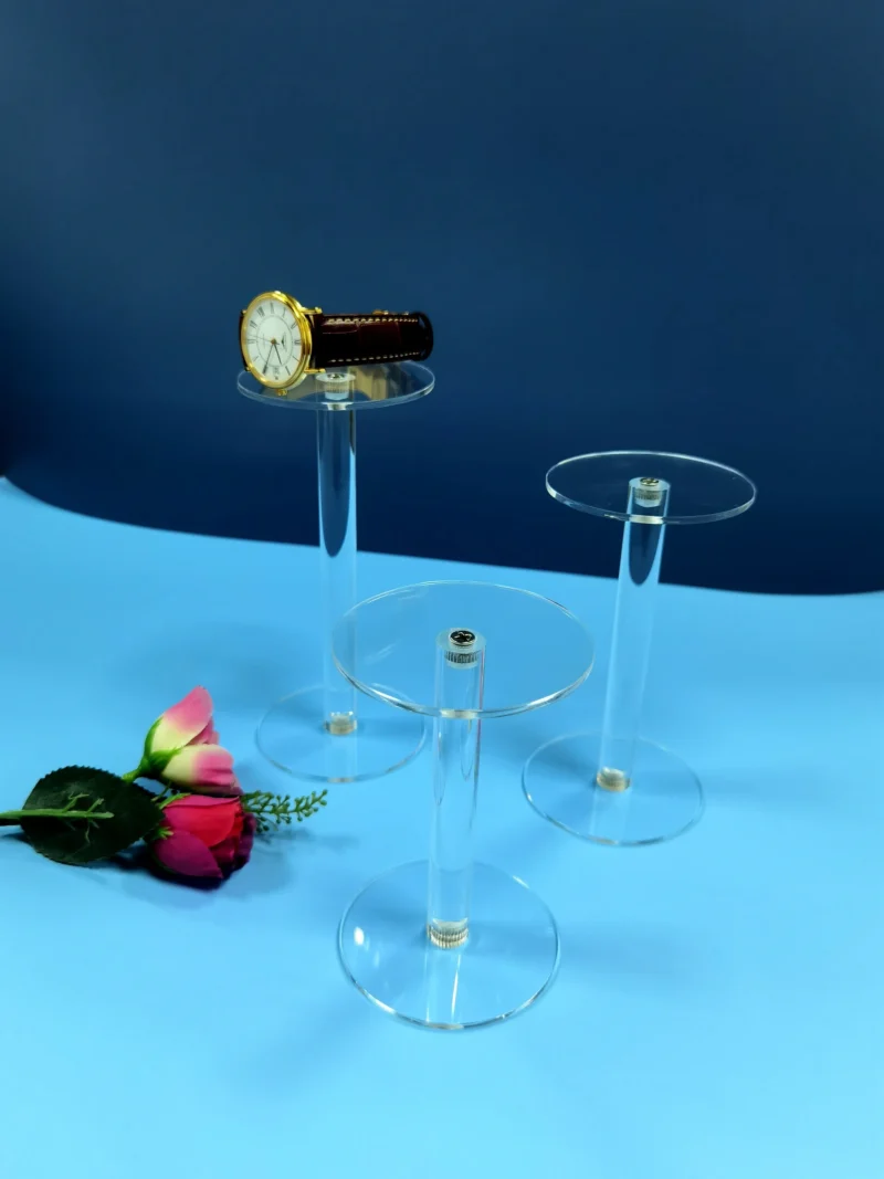 Premium Acrylic Round Display Risers for Watches and Jewelry with Clear Pedestals - Image 3