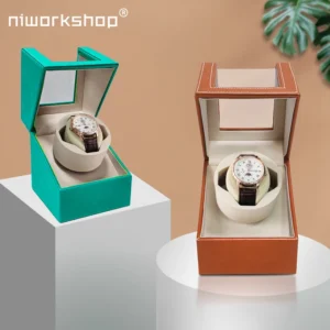 Single Automatic Watch Winder with Premium PU Leather Box and Quiet Motor for Luxury Timepieces