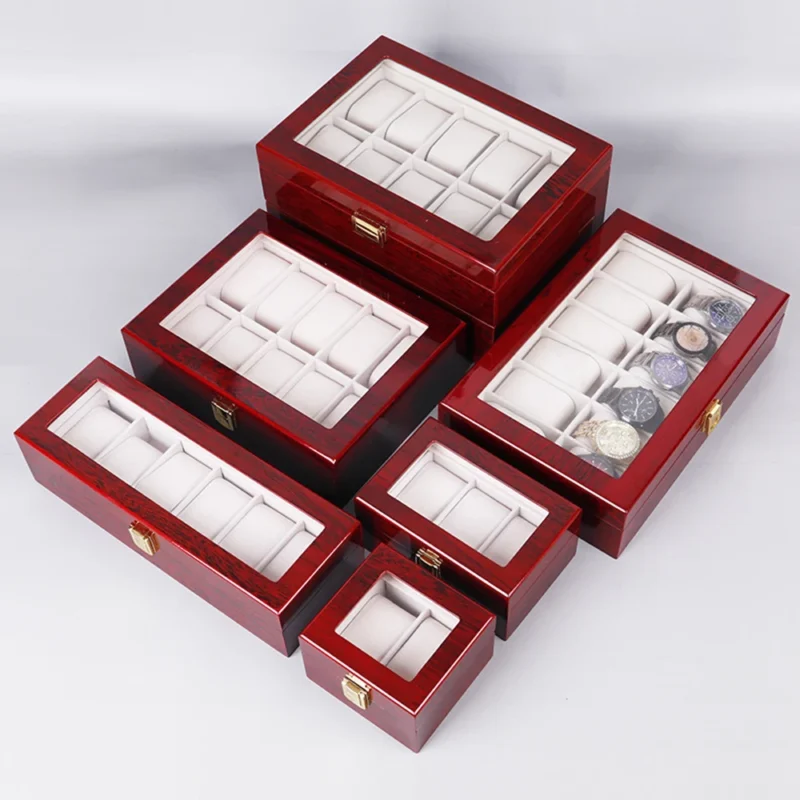 6-Slot Wooden Watch Display Box with Luxury Interior for Collector's Timepieces - Image 2