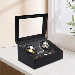 4-Slot Luxury Automatic Watch Winder with Silent Motor and Display Case