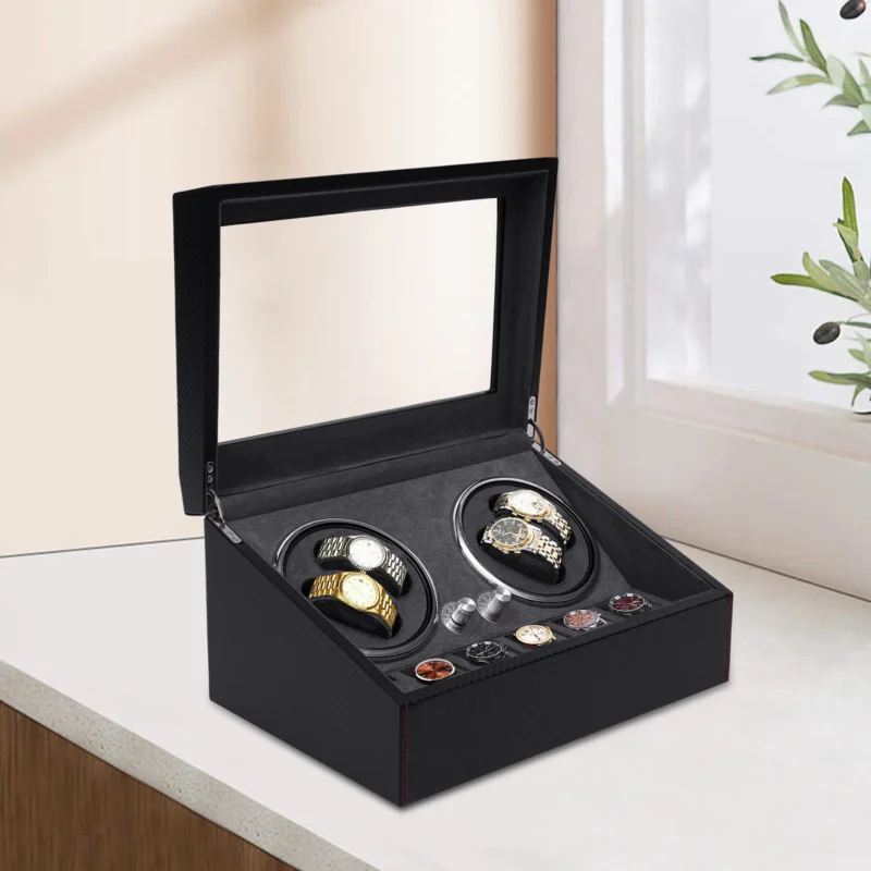4-Slot Luxury Automatic Watch Winder with Silent Motor and Display Case