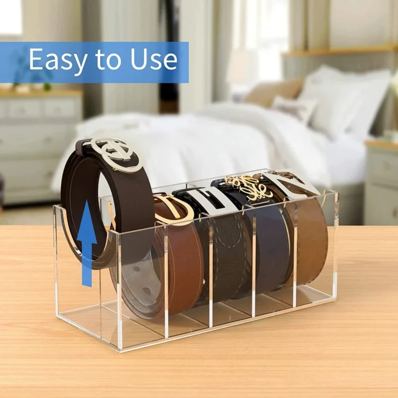 5-8 Grid Clear Acrylic Display Organizer for Belts, Watches, and Accessories - Image 6
