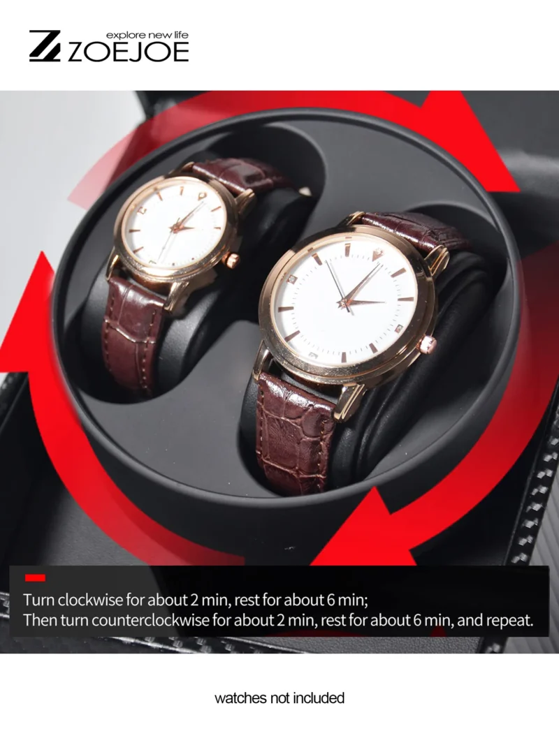 Dual-Slot Automatic Watch Winder Box with PU Leather Finish for Luxury Timepieces - Image 6