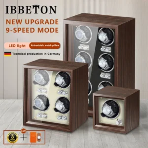 4 Slots Luxury Wooden Watch Winder Box with Mabuchi Motor for Automatic Timepieces