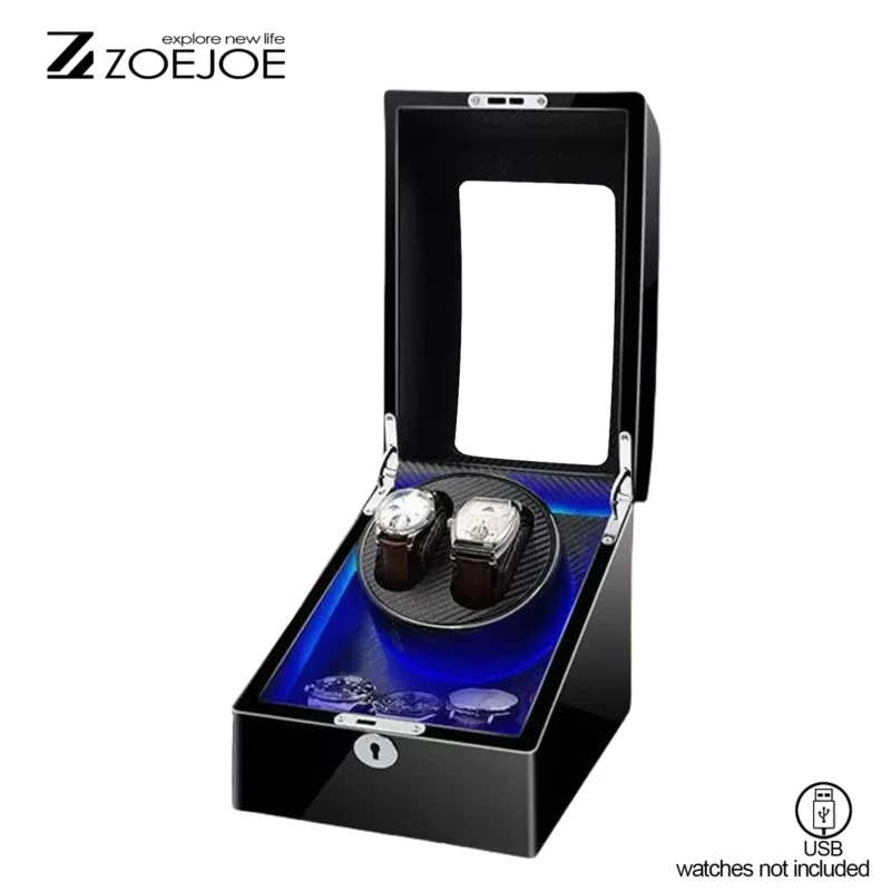 5-Slot Automatic Watch Winder Box with LED Lighting for Luxury Timepieces - Image 10