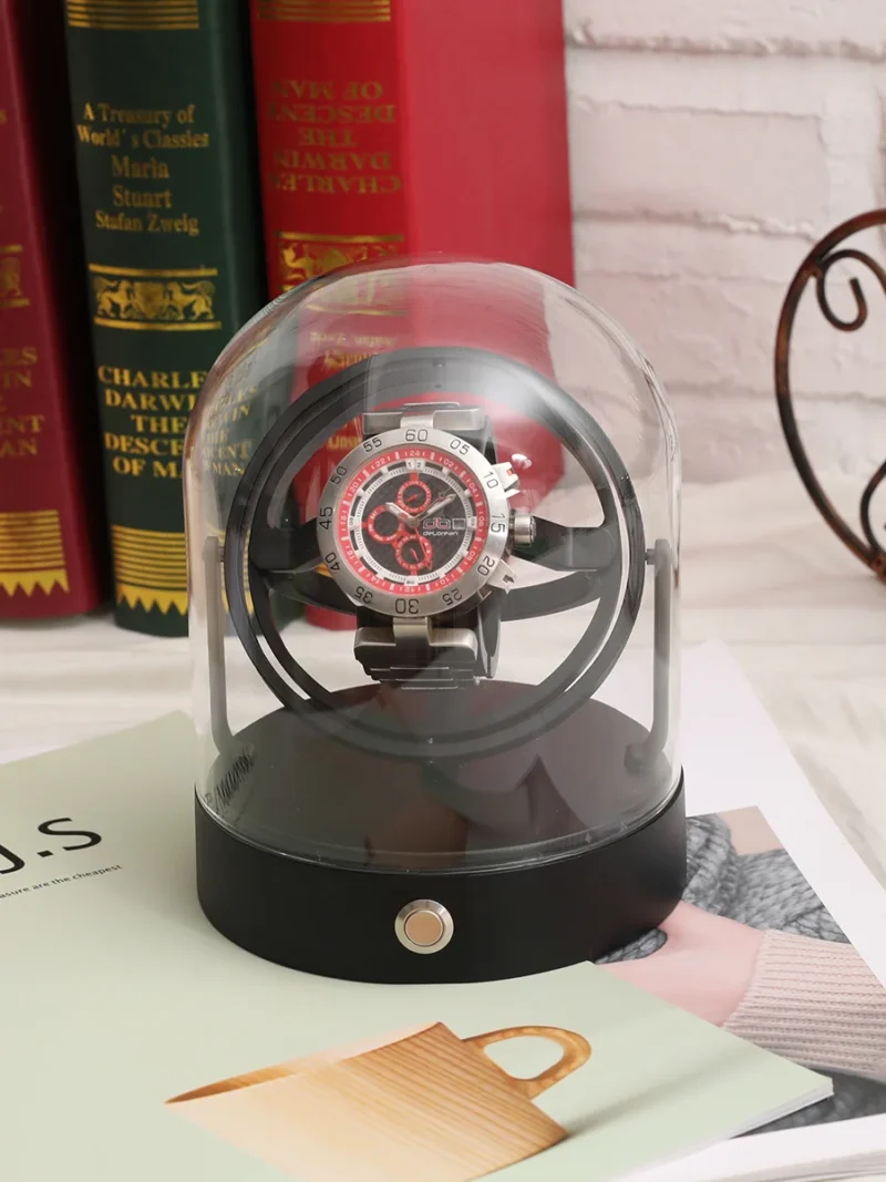 Single-Slot Metal Automatic Watch Winder with Luxury Display Case for Collectors - Image 3