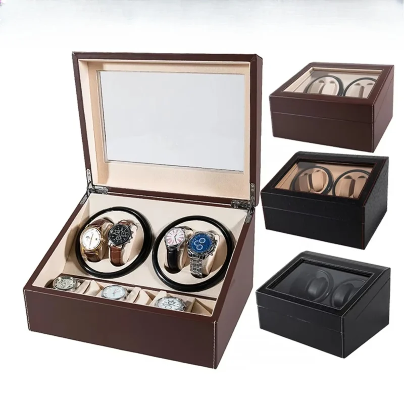 10-Slot Premium PU Leather Watch Winder Box with Dual Display Storage - Image 2