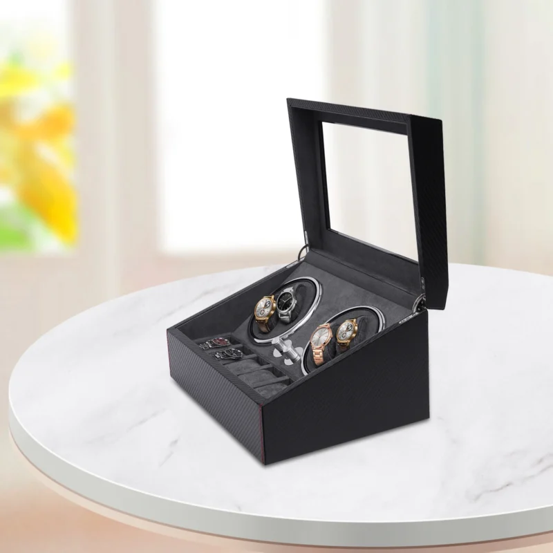 4-Slot Luxury Automatic Watch Winder with Silent Motor and Display Case - Image 4