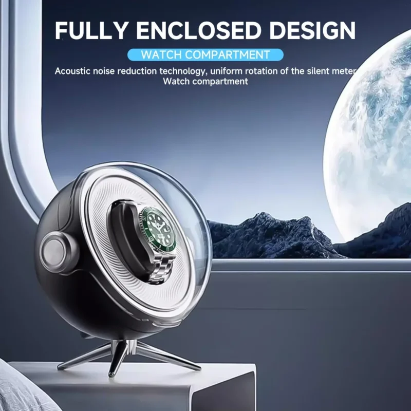4-Slot Acrylic Automatic Watch Winder with Zero Magnetism and LED Lighting for Luxury Timepieces - Image 2