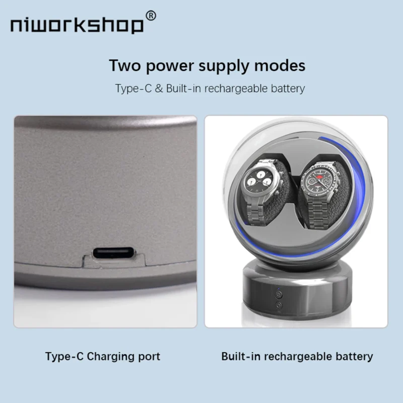 Rechargeable Single Watch Winder with Quiet Motor for Automatic Timepieces - Image 2