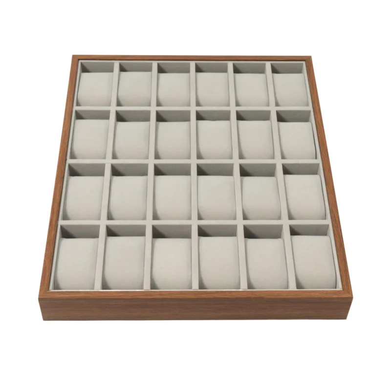 24-Slot Premium Watch Display Box with Grey Finish and Flannelette Interior - Image 6