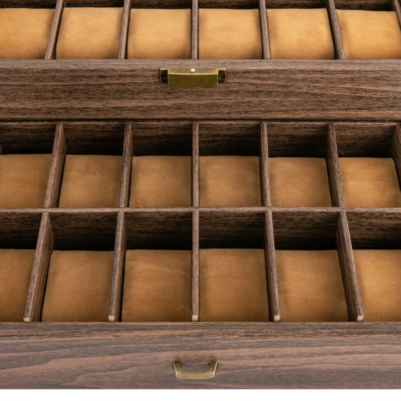 Luxurious 24-Slot Wooden Watch Display Box with 2-Tier Storage for Collectors - Image 5