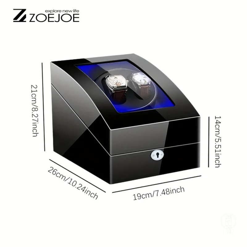 5-Slot Automatic Watch Winder Box with LED Lighting for Luxury Timepieces - Image 2