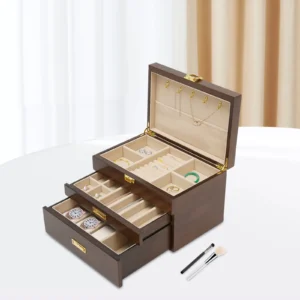 12-Slot Wooden Watch Display Storage Case with Protective Glass Top