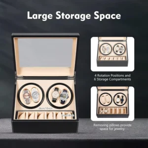 Luxury 10-Slot Automatic Watch Winder Display Box with Leather & Wood Construction