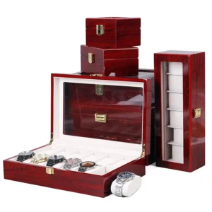 6-Slot Wooden Watch Display Box with Luxury Interior for Collector's Timepieces