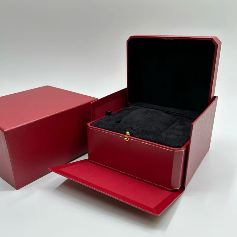 Premium Red Watch Gift Box with Black Velvet Interior and Presentation Card - Image 6