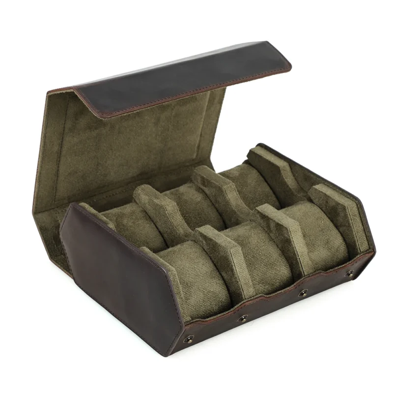 Vintage Leather Watch Storage Roll Case with 1-8 Slot Options for Travelers - Image 10