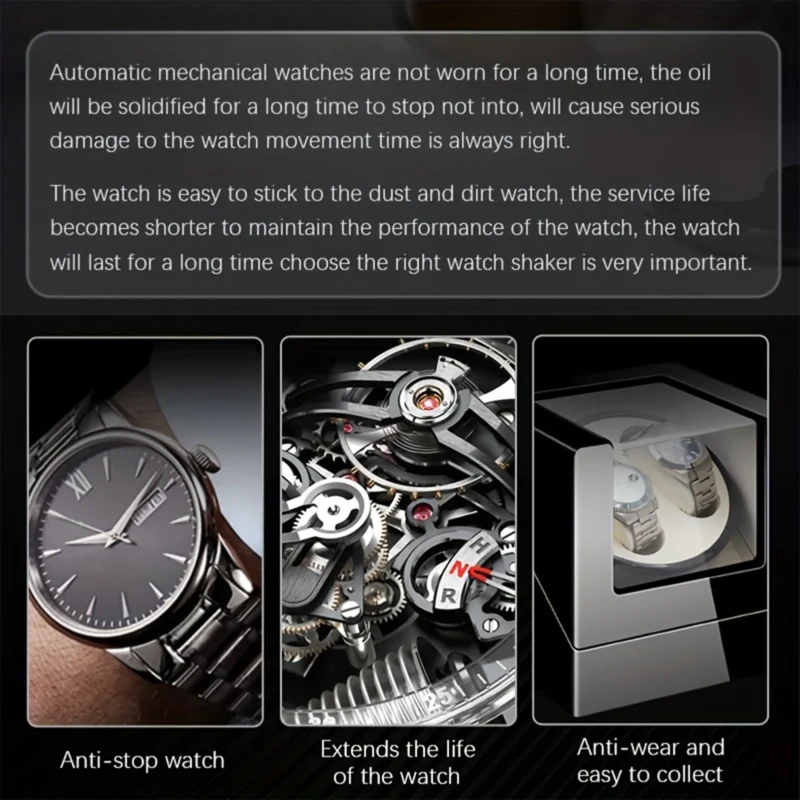 Dual-Slot Automatic Watch Winder Box with Silent Motor for Luxury Timepieces - Image 6