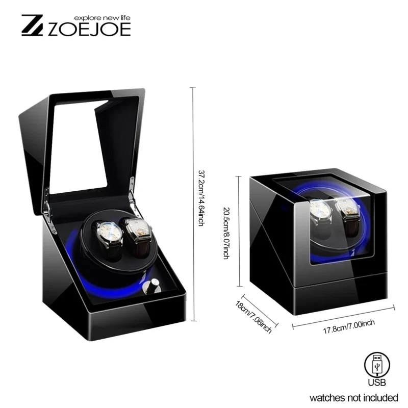 Dual-Slot Automatic Watch Winder Box with Silent Motor for Luxury Timepieces - Image 2
