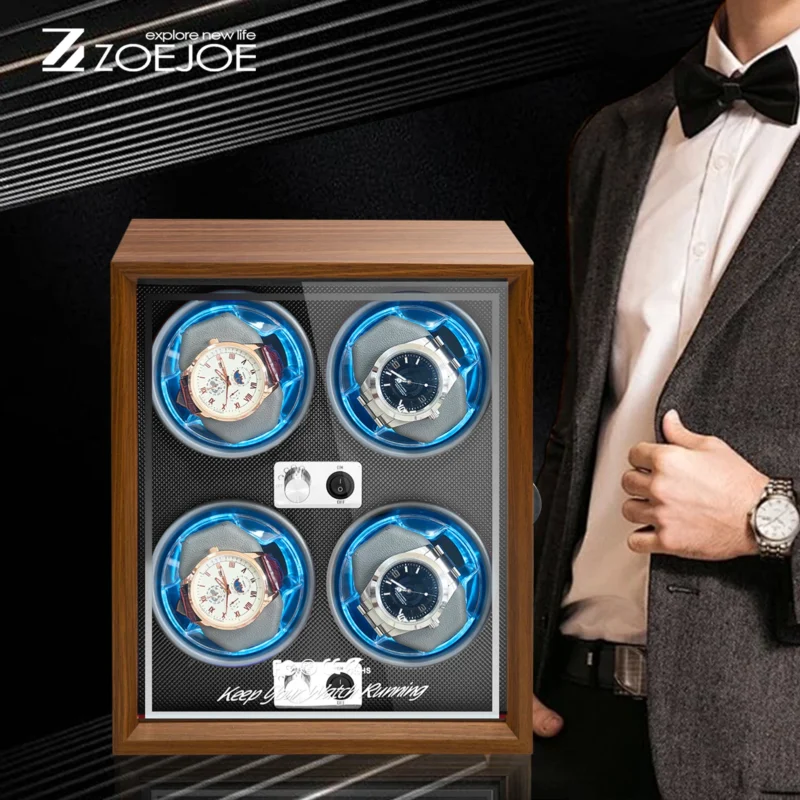 4-Slot Automatic Watch Winder Box with Silent Motor for Luxury Timepieces