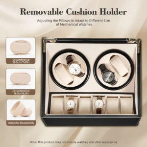 4+6 Slot Automatic Watch Winder Display Box with Leather Finish for Luxury Timepieces