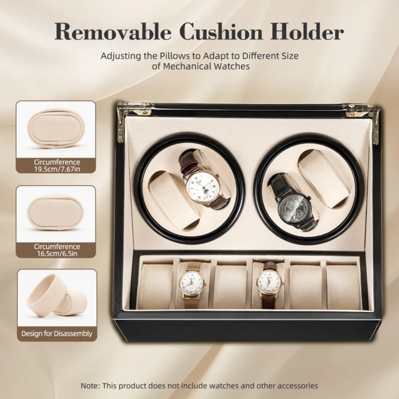 4+6 Slot Automatic Watch Winder Display Box with Leather Finish for Luxury Timepieces