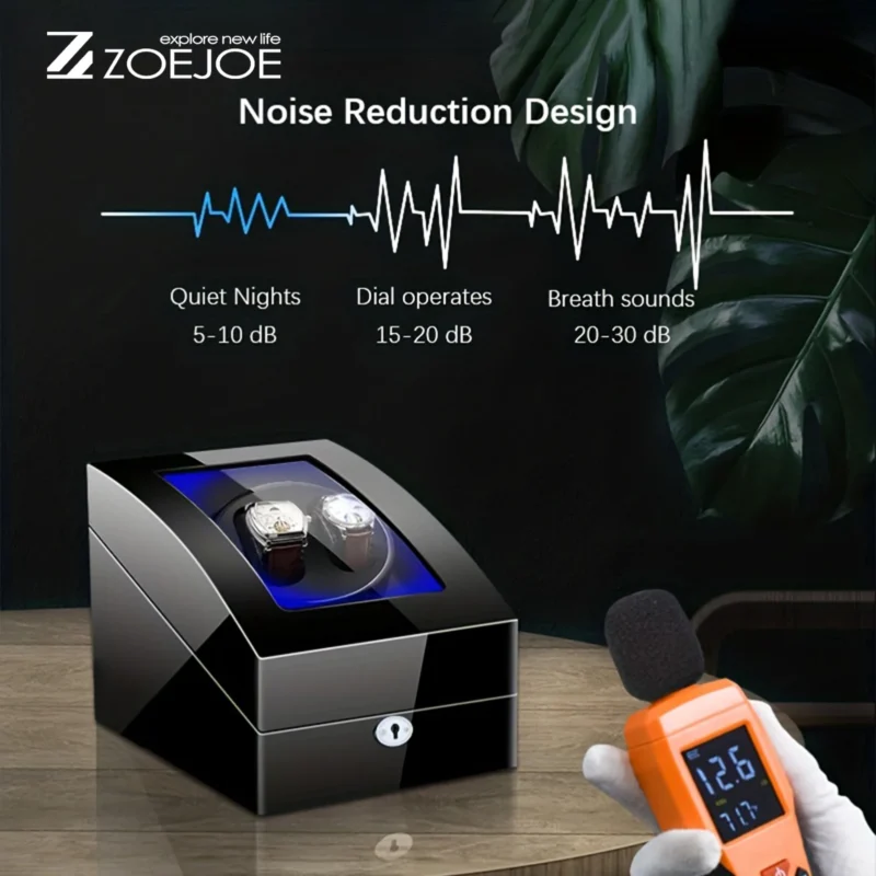 5-Slot Automatic Watch Winder Box with LED Lighting for Luxury Timepieces - Image 5