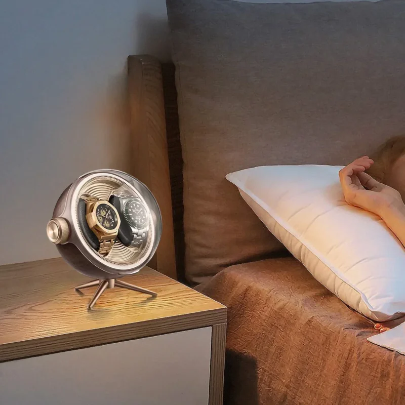 4-Slot Acrylic Automatic Watch Winder with Zero Magnetism and LED Lighting for Luxury Timepieces - Image 3