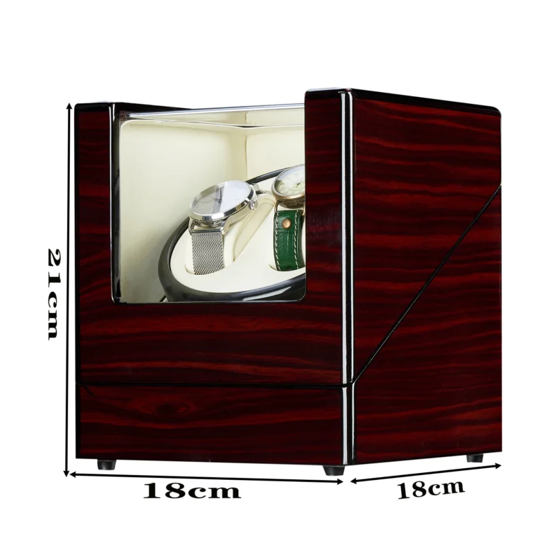Premium Wooden Double Watch Winder with Automatic Rotation Display Case for Luxury Timepieces - Image 3