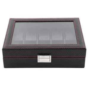 Premium 10-Slot Carbon Fiber Watch Box Storage Display Case with Travel Organizer