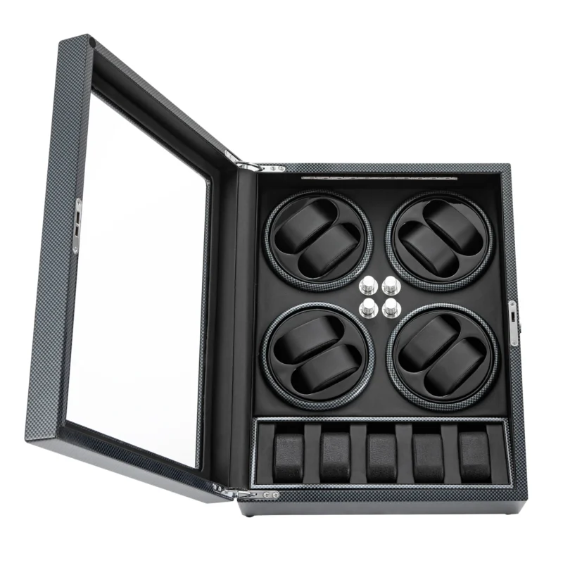 8-Slot Automatic Watch Winder Box with Soft Pillows and LED Illumination - Image 5