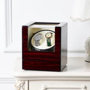 Premium Wooden Double Watch Winder with Automatic Rotation Display Case for Luxury Timepieces